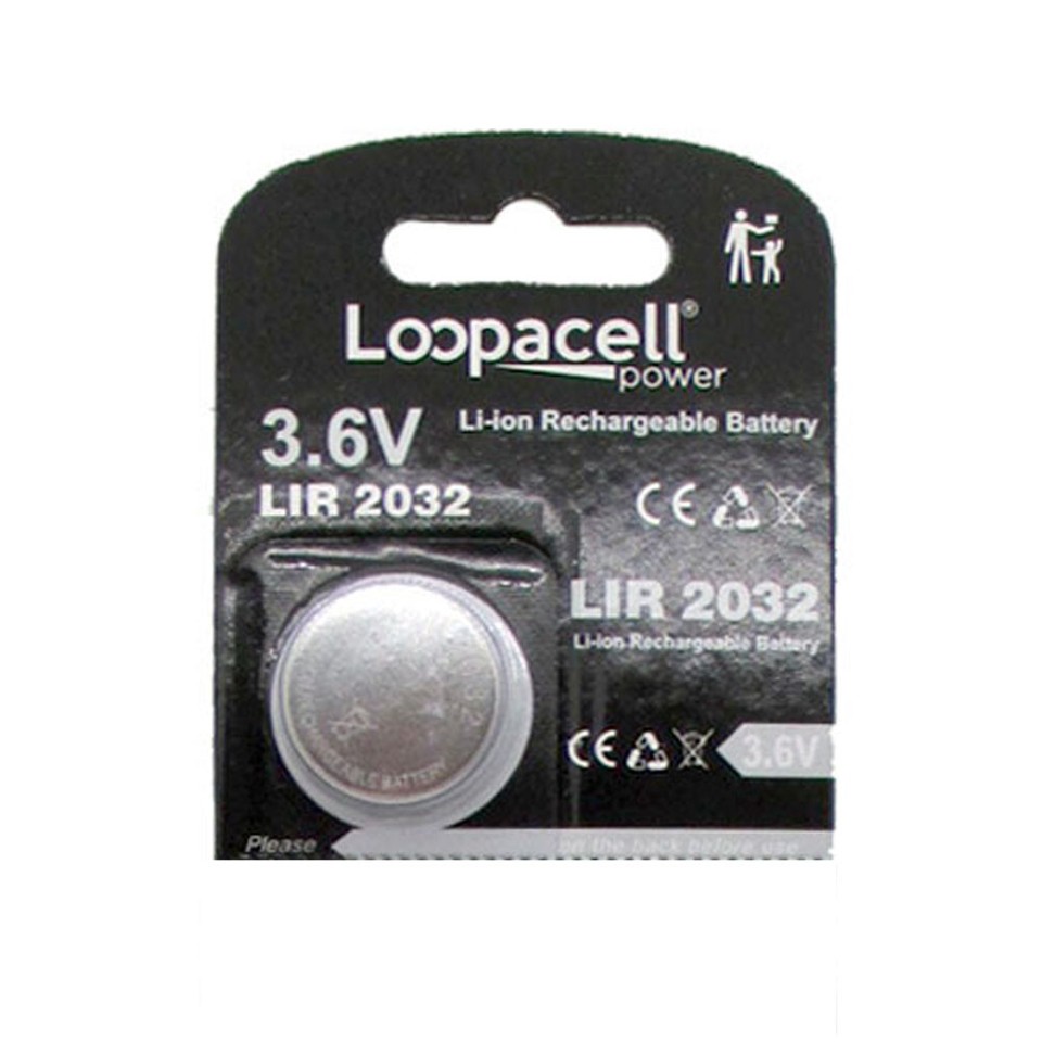 Loopacell LIR2032 3.6V Lithium-Ion Rechargeable Coin Cell Batteries - 10 Pack (CR2032 Size)