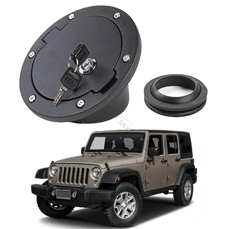 Car Fuel Filler Door Cap Gas Tank Cover for Jeep Wrangler JK 2007-2017 With Key 
