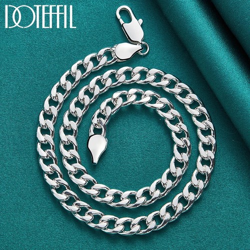 Doteffil 925 Sterlingsilber 10 mm Seitenkette Quadratische Schnalle Halskette Armband - Bild 6 von 6