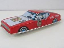 Vintage Tin Litho Friction Car Fire Chief 5.25" Pg79E 