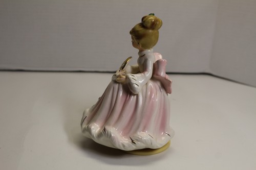 Vtg Josef Originals Girl Writing Christmas Cards Letters Music Box Poinsettias - Picture 7 of 12