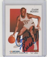 CAZZIE RUSSELL 1992 COURTSIDE COLLEGE FLASHBACK AUTHENTIC SIGNATURE #33 ON CARD