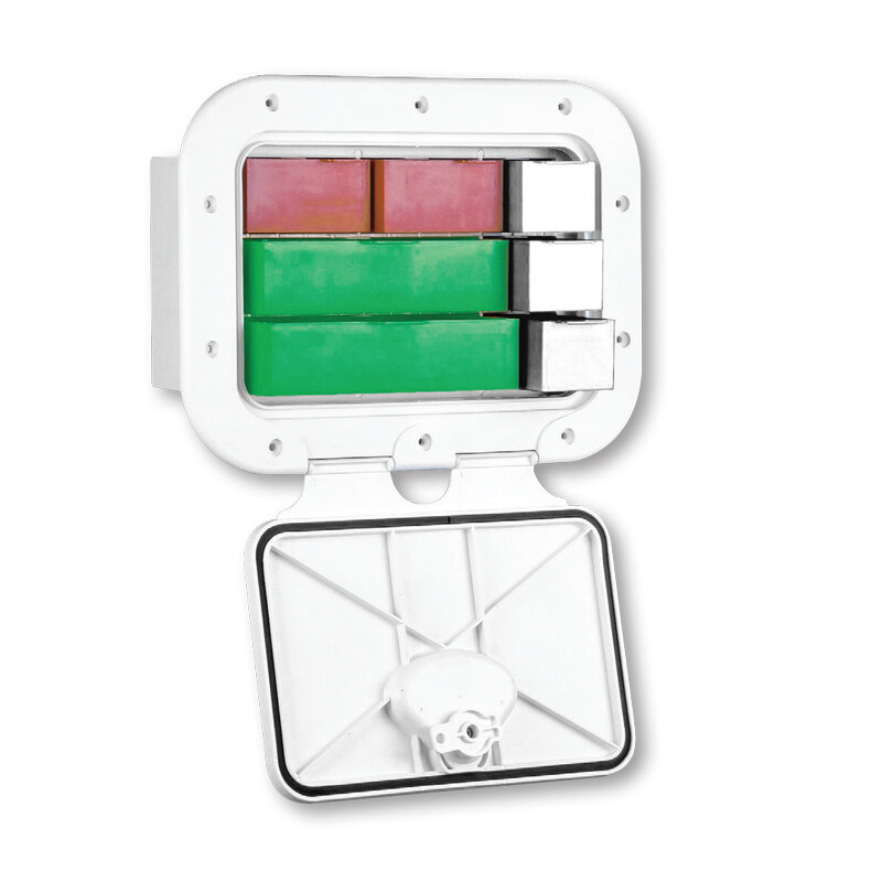 Nuova Rade 375mm x 275mm White Hinged Boat Storage Box Hatch with Drawers 196572
