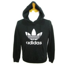 ADIDAS Boy's Size Medium Black Long Sleeve Hoodie Hooded Sweatshirt Spellout