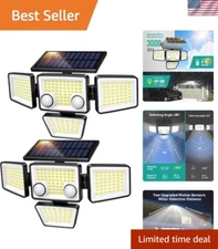 Durable Waterproof Solar Floodlights - Motion Detection, Remote Control, 2-Pack