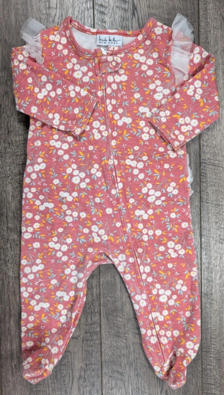 Baby Girl Clothes Nicole Miller 6-9 Month Pink Ruffle Flower Outfit