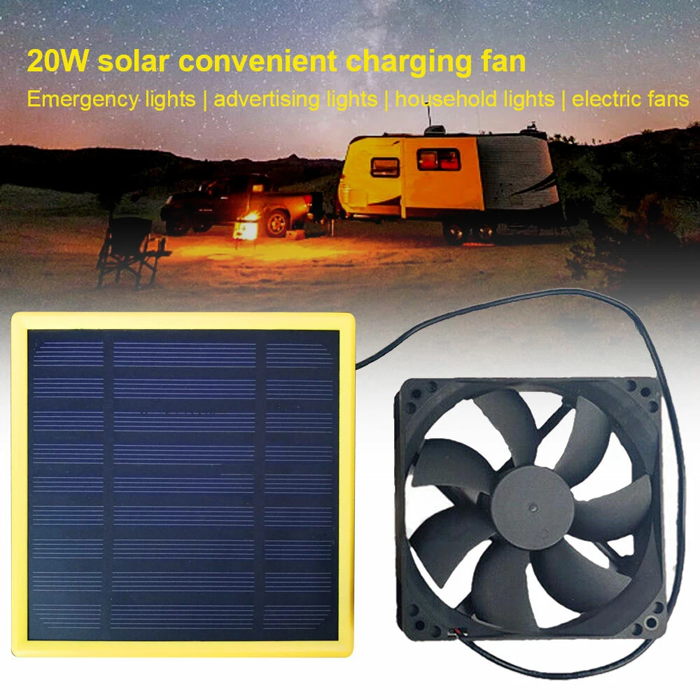Outdoor Solar Powered Panel Exhaust Roof Attic Fan Air Ventilation Vent 12V  20W | eBay
