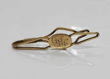 Vintage Kreisler Tie Bar Pin Clip Gold Tone Monogrammed GHF Marked Signed