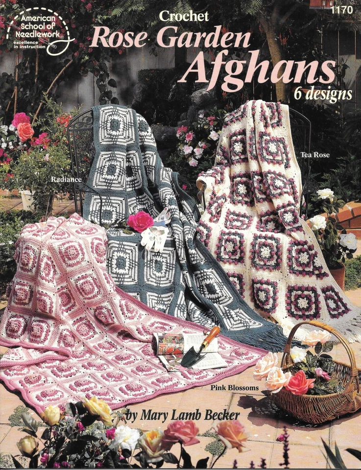 Crochet Rose Garden Afghans Applique Motif Afghans TWO Leaflets Crochet Patterns - Image 3 of 4