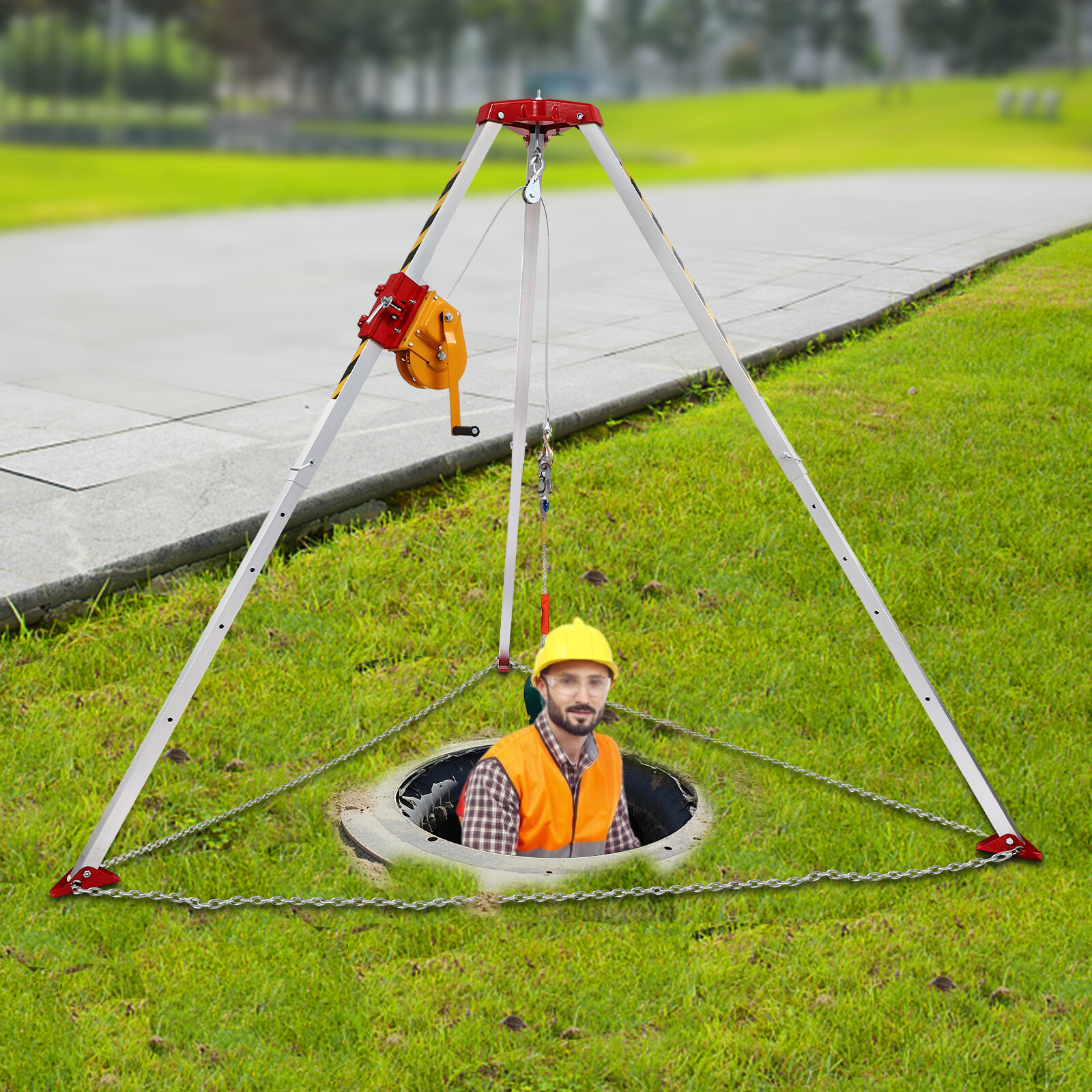 Confined Space Tripod Kits For Emergency Rescue Aluminum Tripod 1800lbs 65.6ft