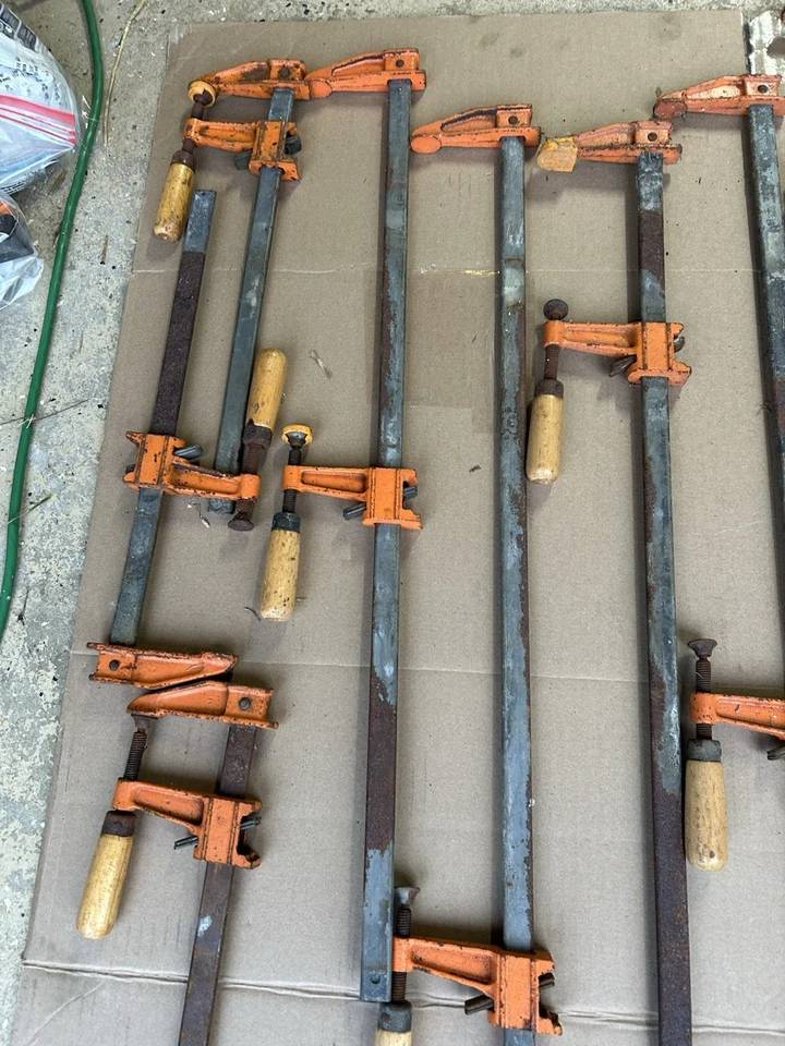 Lote De Colección De 11 Abrazaderas De Barra Deslizante Jorgensen #3701 Y #3703 con Mango De Madera Foto 4 de 4