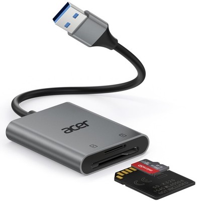 SD Card Reader, USB A 3.0 to Micro Memory Card Reader, Aluminum Dual Slot SD ...