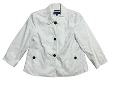 Jones New York Signature Jacket Womens 8 White Stretch 3/4 Sleeve Button Front
