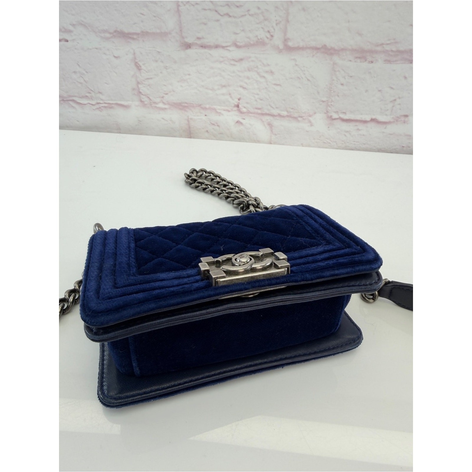 Chanel Blue Velvet Mini Boy Bag — image 6