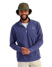 Huk Leeward Lightweight Fleece 1/4 Zip Men's Sweatshirt, Skipper Blue Heather, X
