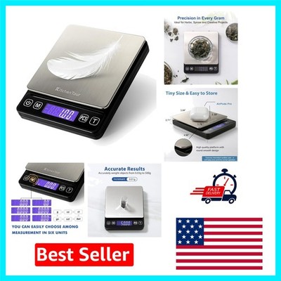 KitchenTour 500g Digital Kitchen Gram Scale - Backlit LCD & High Accuracy 0.01g
