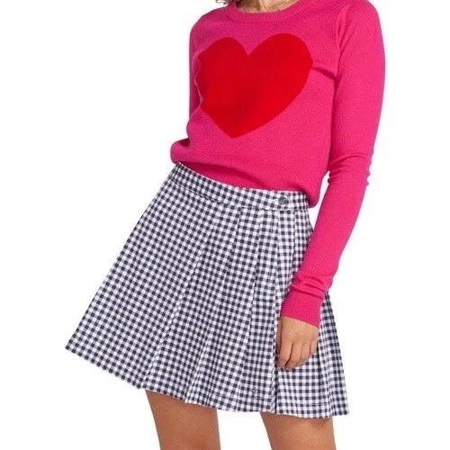 NEW Georgia Jagger x Volcom Blue White Check Pleated Mini Skirt Women’s Size XS - Image 3 of 4