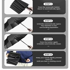 12-Bone Black Glue Auto Umbrella, 3-Fold UV Resistant Windproof Strong Keel XL
