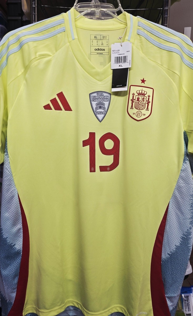 adidas スペイン代表LAMINE YAMAL Mサイズ 19番 Spain Away Adidas Heat.Rdy Jersey 2024 Yellow Lamine Yamal