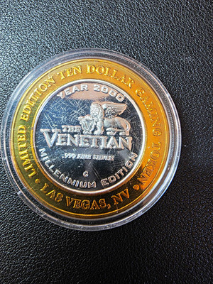 The Venetian Las Vegas NV 2000 Millennium $10 gaming token .999 silver