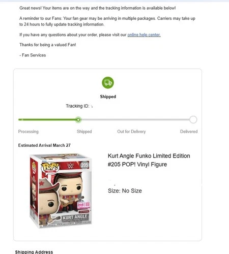 ORDER SHIPPED! Funko Pop WWE Kurt Angle #205 1200 Pieces Exclusive Presale