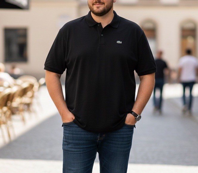 Lacoste Polo Shirt Mens Size 11L 2XLT Cotton Regular Fit Black Short Sleeve READ