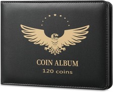 Coin Collection Holder Book for Collectors, PVC FREE, 120 Pockets Collecting Sto