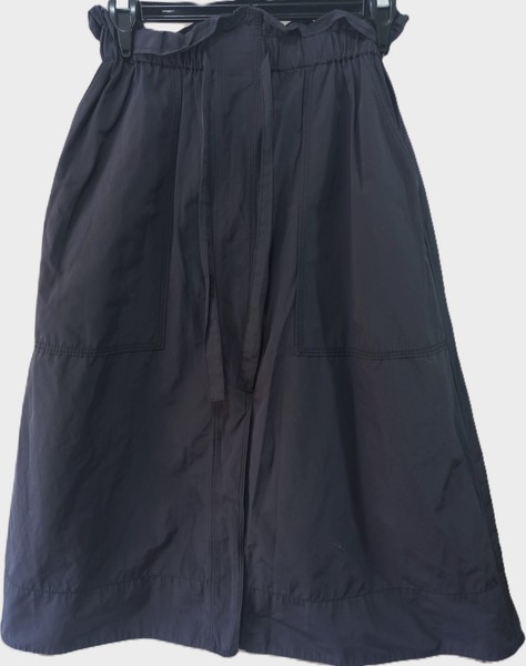 Veronika Maine Black Midi Skirt Paperbag Waist Utility Pockets AU 6-10