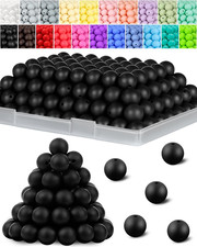 120PCS Silicone Beads, 15mm Round Silicone Beads Bulk Black for Keychain Making