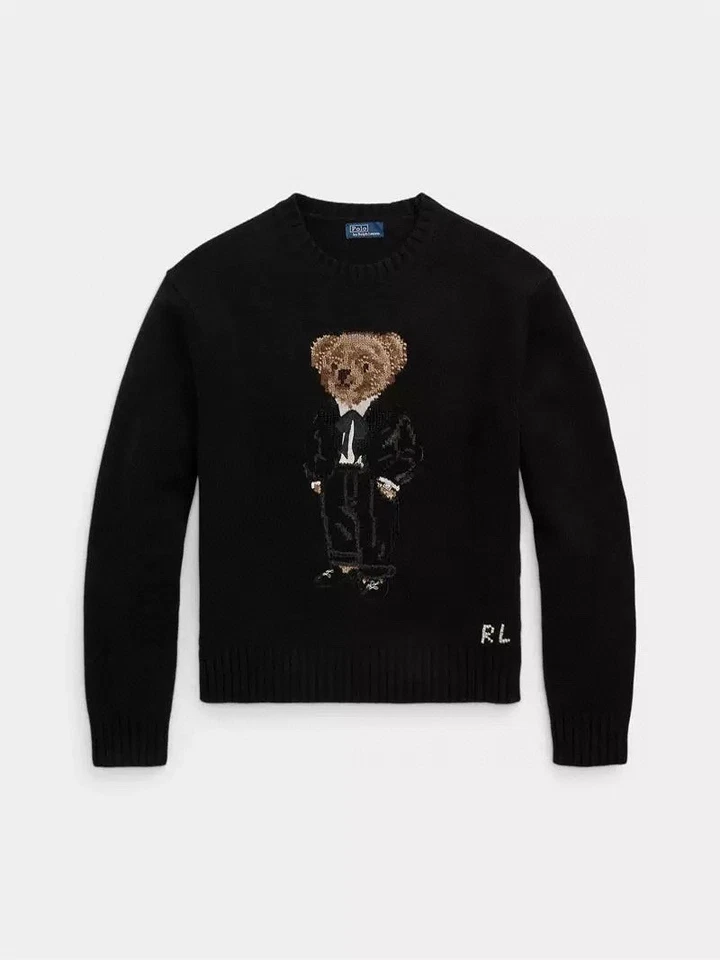 Polo Ralph Lauren Polo BEAR Knit BLACK Sweater Jumper WOOL WOMEN'S L new - Image 2 of 4