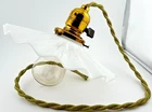 1890s Petticoat milk glass hanging lamp with Edison Patents socket and bulb