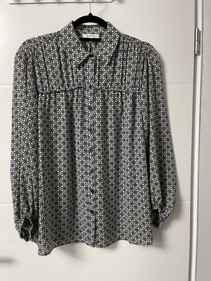 Bluse Schwarz Weiß Muster Blumen Größe S Max Studio