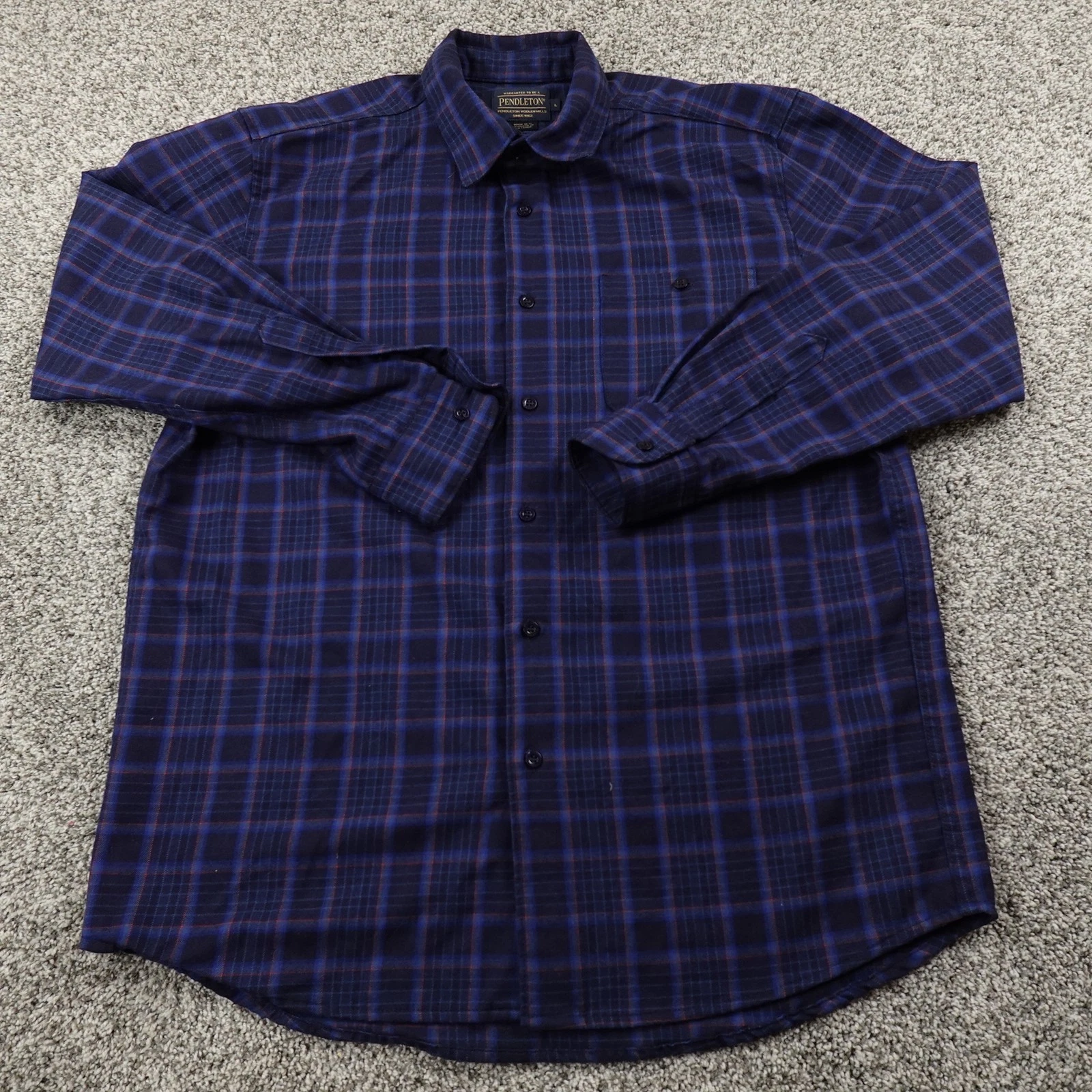 VTG Pendleton Shirt Mens L Blue Wool Flannel Long Sleeve Button Up Outdoor Y2K
Opens in a new window