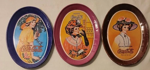 Vintage Victorian Collectible Coca-Cola Tip Trays ( Set Of Three) 6 inches
