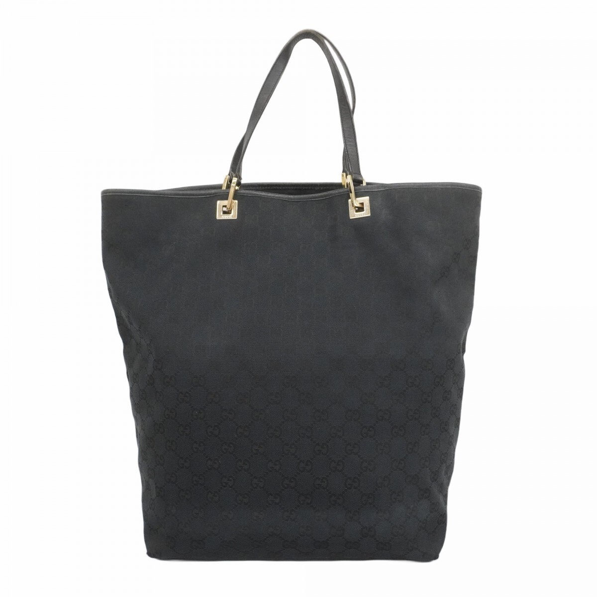 GUCCI GG Canvas Tote Bag in Black with Champagne Gold Hardware 416362