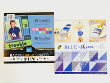 DCWV Blue China 12x12 Premium Stack & Bazzill Basics 12x12 Paper Pad  - Lot 4905