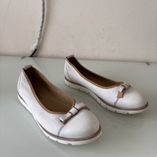 Lasocki White Leather Ballet Pumps Bow Detail Comfort Flats UK 5