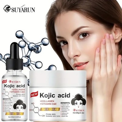 Kojic Acid Serum + Collagen Gesichtspflege mit Niacinamide  Vitamin C und E