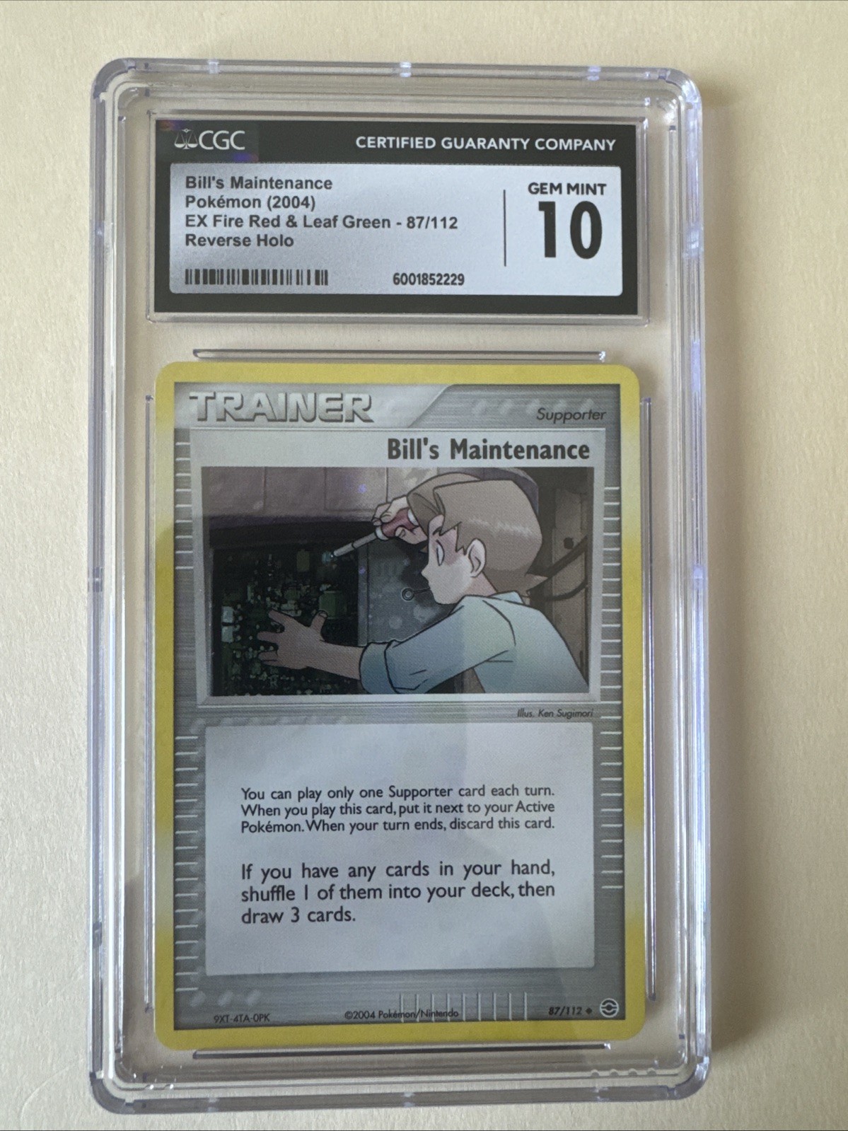 2004 Pokemon Fire Red Leaf Green Bill's Maintenance 87/112 Reverse Holo CGC 10