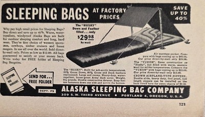 1946 Print Ad Alaska Sleeping Bags The Husky Down & Feather Filled Portland,OR