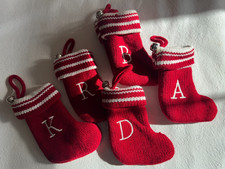 Small Knit Embroidered Initialed Christmas Stockings NWOT