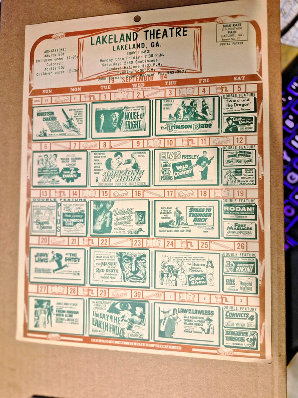 lakeland Ga. Movie Theatre Show  calendars -2pcs       ekim