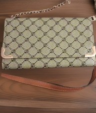  Neutral Geometric Monogram Crossbody Bag Gol...