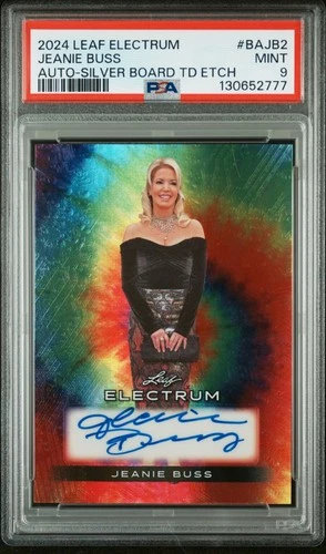 2024 Leaf Electrum Jeanie Buss Auto Tie-Dye Silver Board PSA 9