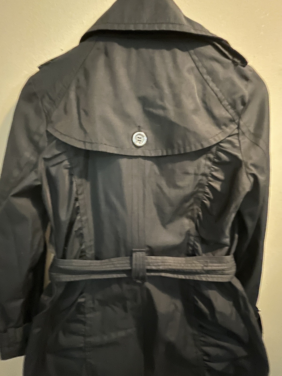 Express Double Breasted Button Front Black Trench… - image 8