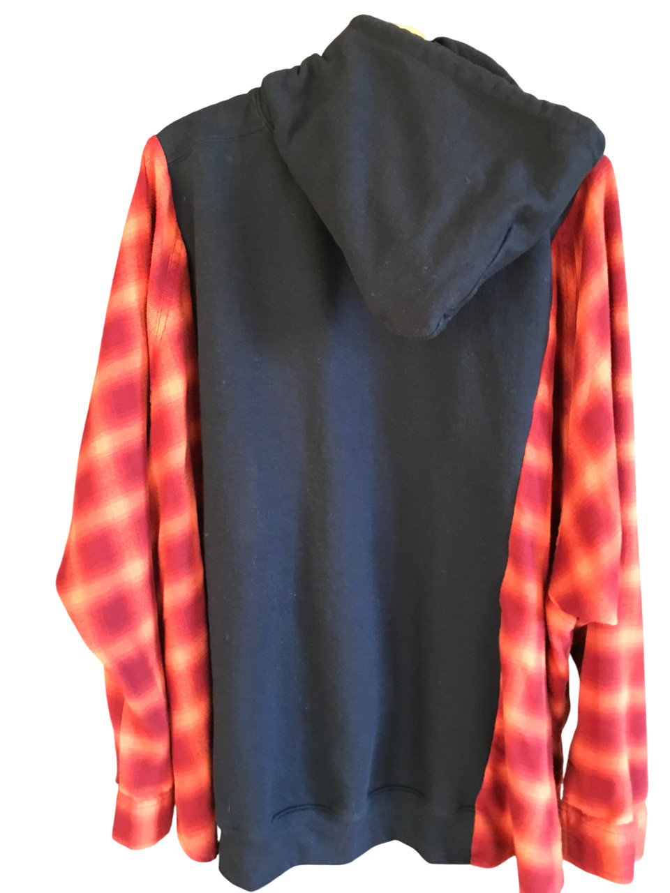 Upcycled Pullover Hoodie: Patchwork Red Plaid Fla… - image 7