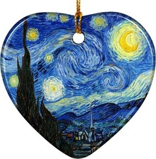 Christmas Tree Ornaments, Heart-Shaped Starry Night Art Ornament - Van Gogh Styl