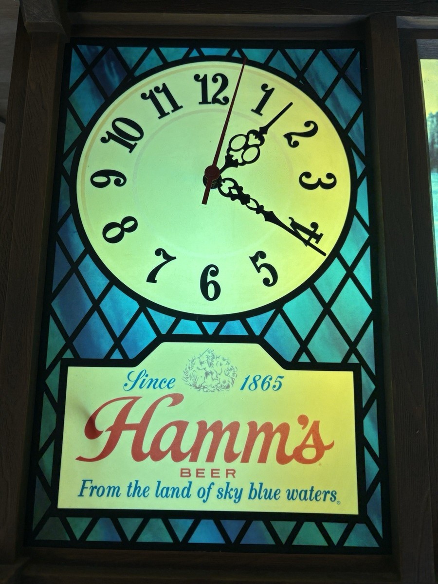 Vintage 1960's Hamms Beer Sign & Clock Bear in Canoe | eBay