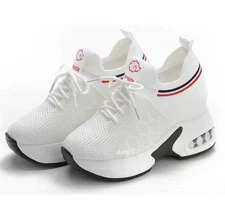 Womens Wedge Heels Lace Up Casual Trainers Platform Pumps Comfy Shoes Sneakers