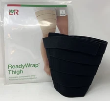 L & R Ready Wrap Thigh Adjustable Compression Wrap Large Black NEW